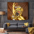 Personalized Hawthorn Hawks Tapestry Polynesian Tribal Hawk Mascot With Hibiscus Flower Art