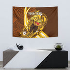 Personalized Hawthorn Hawks Tapestry Polynesian Tribal Hawk Mascot With Hibiscus Flower Art