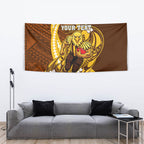 Personalized Hawthorn Hawks Tapestry Polynesian Tribal Hawk Mascot With Hibiscus Flower Art