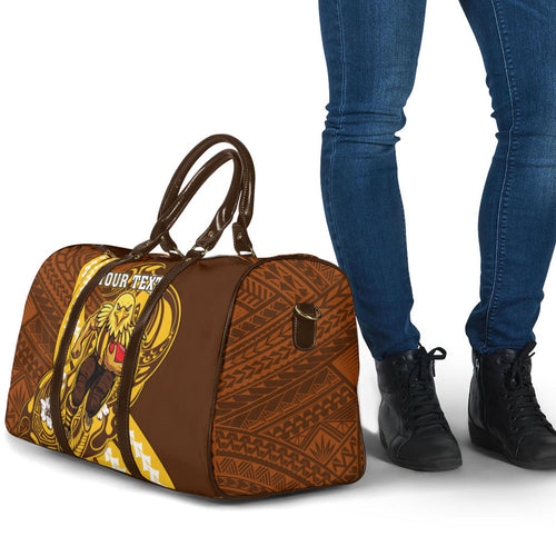 Personalized Hawthorn Hawks Travel Bag Polynesian Tribal Hawk Mascot With Hibiscus Flower Art