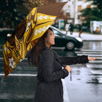 Personalized Hawthorn Hawks Umbrella Polynesian Tribal Hawk Mascot With Hibiscus Flower Art