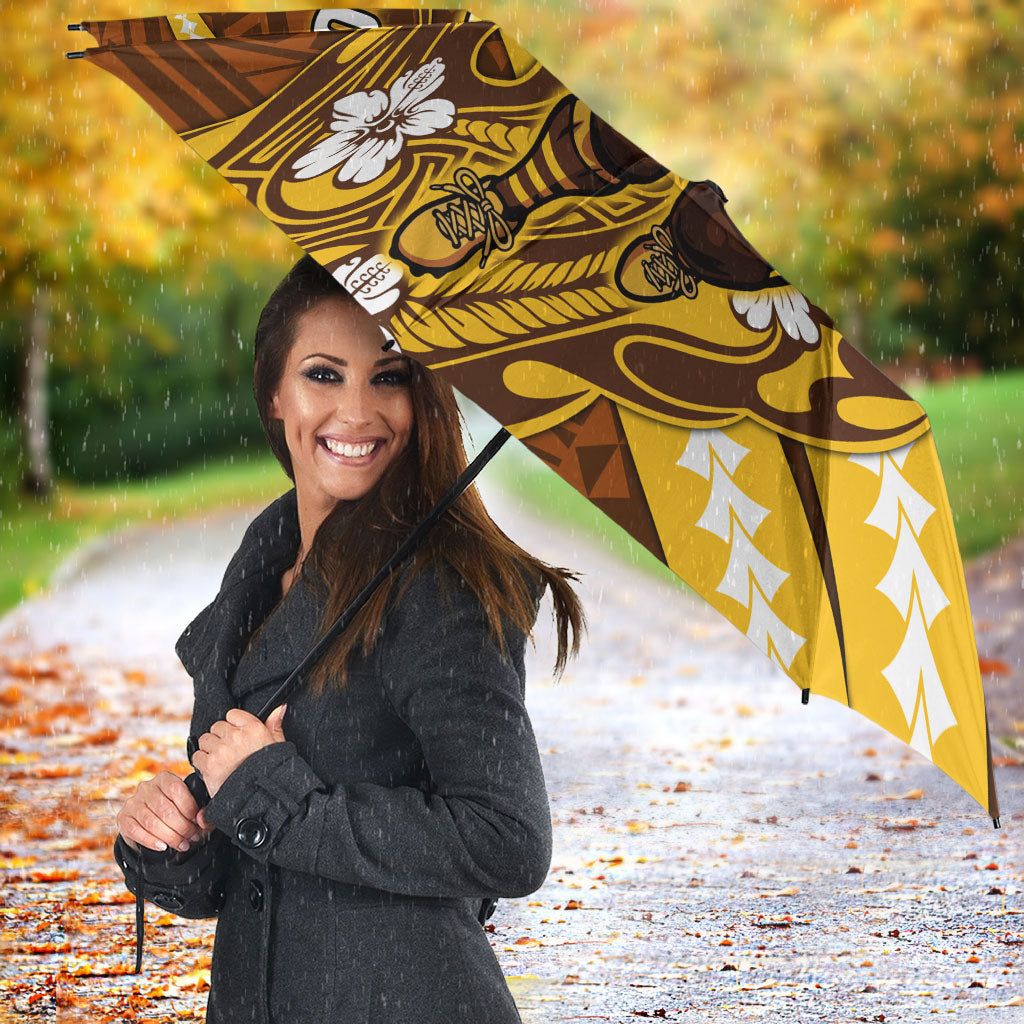 Personalized Hawthorn Hawks Umbrella Polynesian Tribal Hawk Mascot With Hibiscus Flower Art