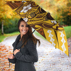 Personalized Hawthorn Hawks Umbrella Polynesian Tribal Hawk Mascot With Hibiscus Flower Art
