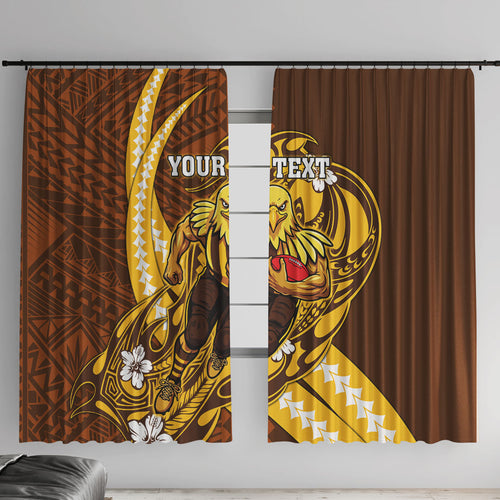 Personalized Hawthorn Hawks Window Curtain Polynesian Tribal Hawk Mascot With Hibiscus Flower Art