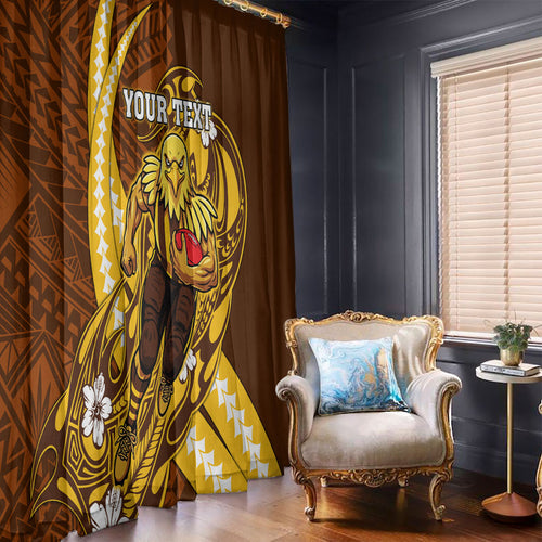 Personalized Hawthorn Hawks Window Curtain Polynesian Tribal Hawk Mascot With Hibiscus Flower Art