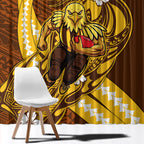 Personalized Hawthorn Hawks Window Curtain Polynesian Tribal Hawk Mascot With Hibiscus Flower Art