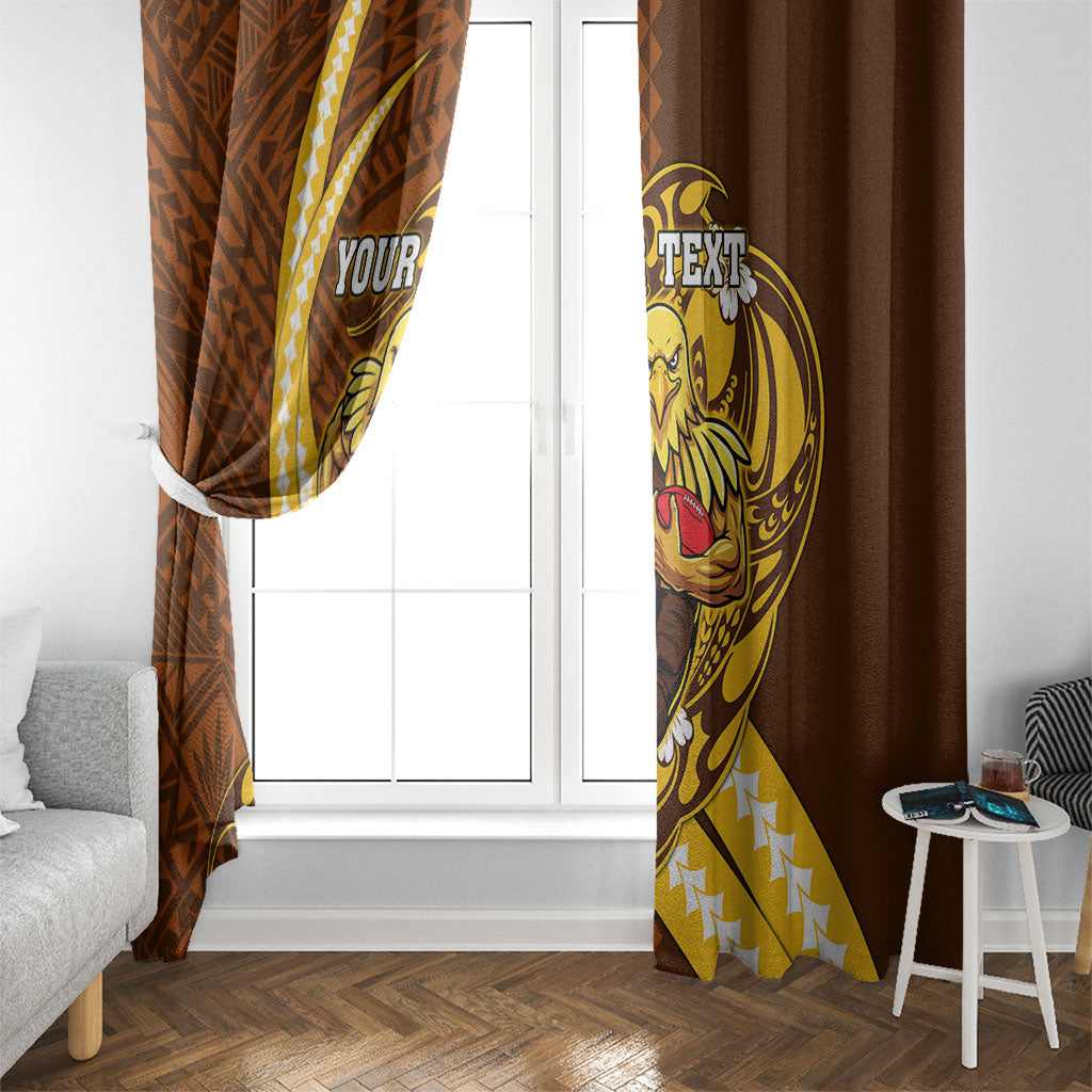 Personalized Hawthorn Hawks Window Curtain Polynesian Tribal Hawk Mascot With Hibiscus Flower Art