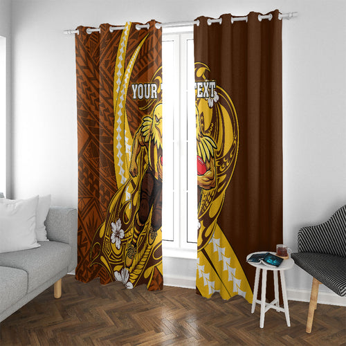 Personalized Hawthorn Hawks Window Curtain Polynesian Tribal Hawk Mascot With Hibiscus Flower Art