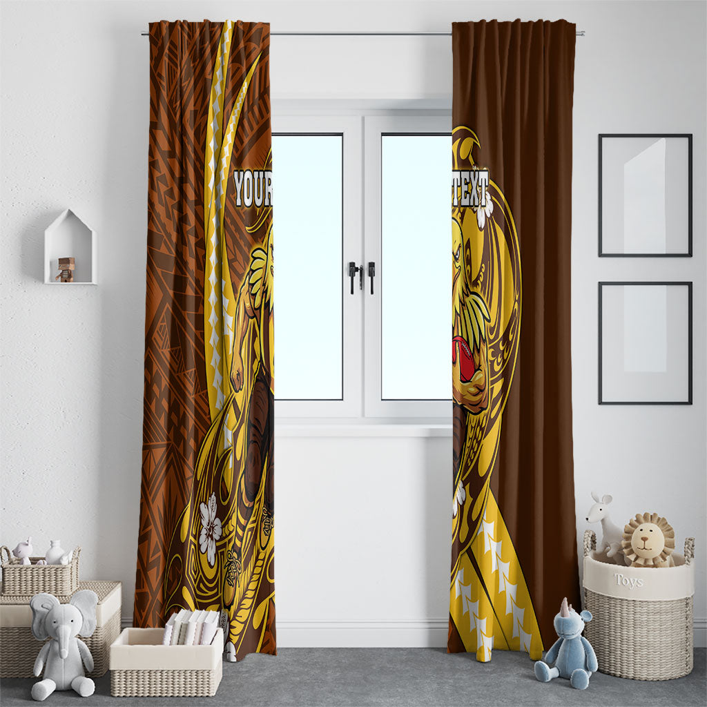 Personalized Hawthorn Hawks Window Curtain Polynesian Tribal Hawk Mascot With Hibiscus Flower Art