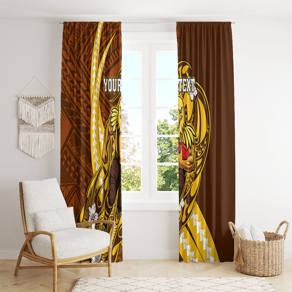 Personalized Hawthorn Hawks Window Curtain Polynesian Tribal Hawk Mascot With Hibiscus Flower Art