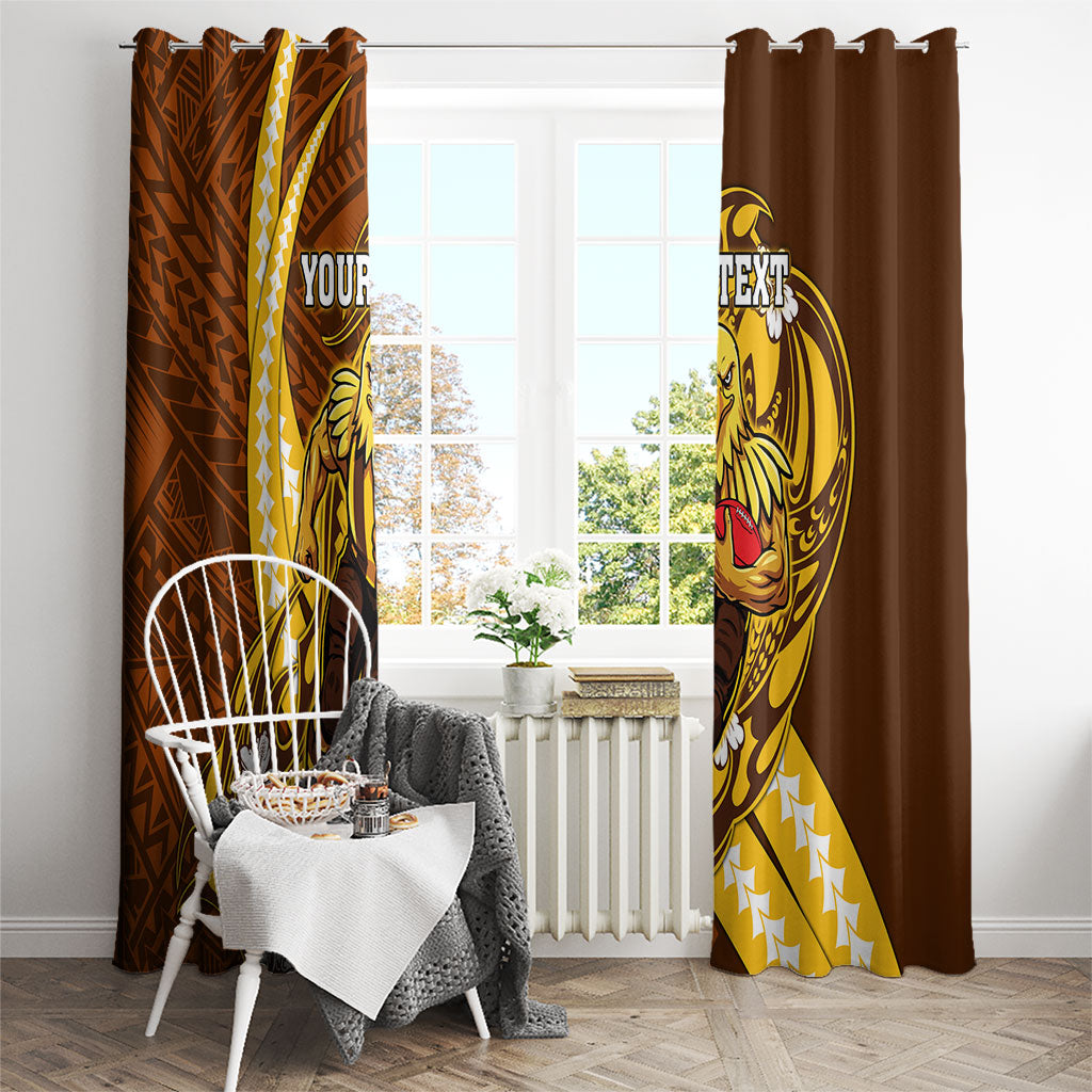 Personalized Hawthorn Hawks Window Curtain Polynesian Tribal Hawk Mascot With Hibiscus Flower Art