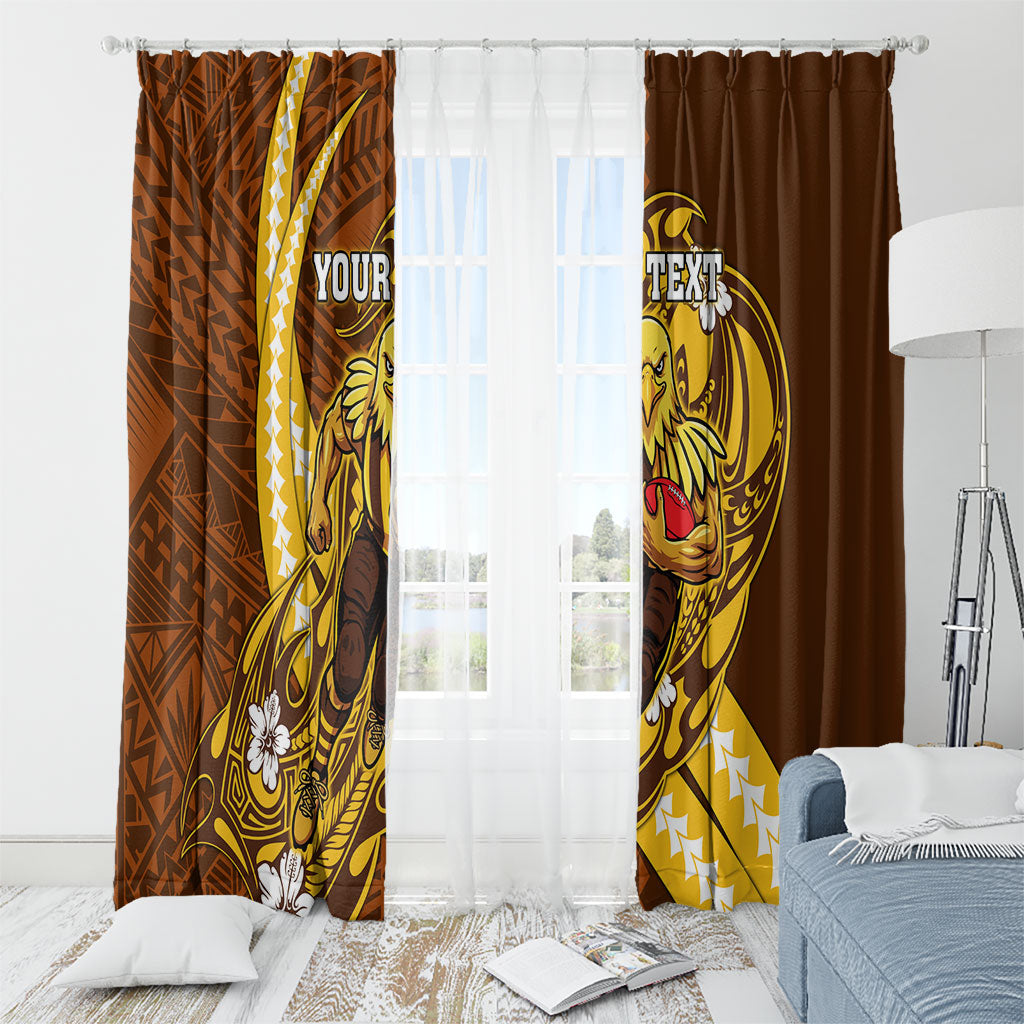 Personalized Hawthorn Hawks Window Curtain Polynesian Tribal Hawk Mascot With Hibiscus Flower Art