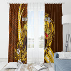 Personalized Hawthorn Hawks Window Curtain Polynesian Tribal Hawk Mascot With Hibiscus Flower Art