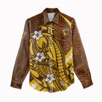Personalized Hawthorn Hawks Women Casual Shirt Polynesian Tribal Hawk Mascot With Hibiscus Flower Art
