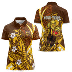 Personalized Hawthorn Hawks Women Polo Shirt Polynesian Tribal Hawk Mascot With Hibiscus Flower Art