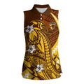 Personalized Hawthorn Hawks Women Sleeveless Polo Shirt Polynesian Tribal Hawk Mascot With Hibiscus Flower Art