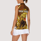 Personalized Hawthorn Hawks Women Sleeveless Polo Shirt Polynesian Tribal Hawk Mascot With Hibiscus Flower Art