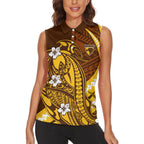 Personalized Hawthorn Hawks Women Sleeveless Polo Shirt Polynesian Tribal Hawk Mascot With Hibiscus Flower Art