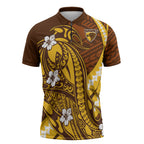 Personalized Hawthorn Hawks Zipper Polo Shirt Polynesian Tribal Hawk Mascot With Hibiscus Flower Art