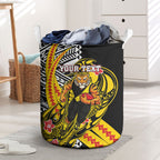 Personalized Richmond Tigers Laundry Basket Polynesian Tribal Tiger Mascot With Hibiscus Floral Art