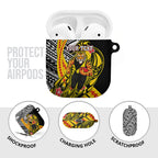 Personalized Richmond Tigers AirPods Case Polynesian Tribal Tiger Mascot With Hibiscus Floral Art