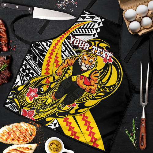 Personalized Richmond Tigers Apron Polynesian Tribal Tiger Mascot With Hibiscus Floral Art