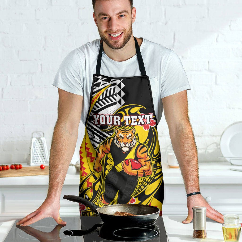 Personalized Richmond Tigers Apron Polynesian Tribal Tiger Mascot With Hibiscus Floral Art