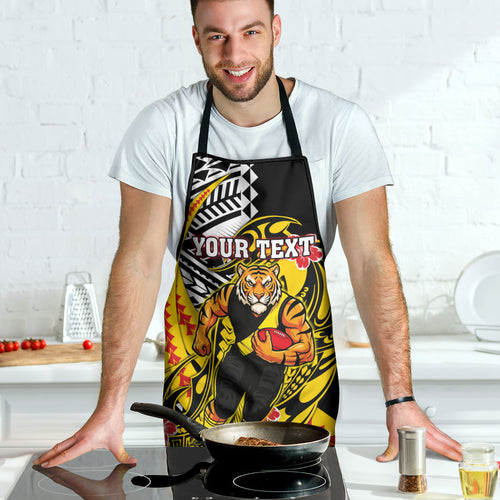 Personalized Richmond Tigers Apron Polynesian Tribal Tiger Mascot With Hibiscus Floral Art