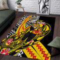 Personalized Richmond Tigers Area Rug Polynesian Tribal Tiger Mascot With Hibiscus Floral Art