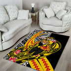 Personalized Richmond Tigers Area Rug Polynesian Tribal Tiger Mascot With Hibiscus Floral Art