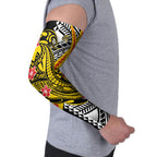 Personalized Richmond Tigers Arm Sleeves Polynesian Tribal Tiger Mascot With Hibiscus Floral Art