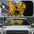 Personalized Richmond Tigers Auto Sun Shade Polynesian Tribal Tiger Mascot With Hibiscus Floral Art