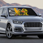 Personalized Richmond Tigers Auto Sun Shade Polynesian Tribal Tiger Mascot With Hibiscus Floral Art