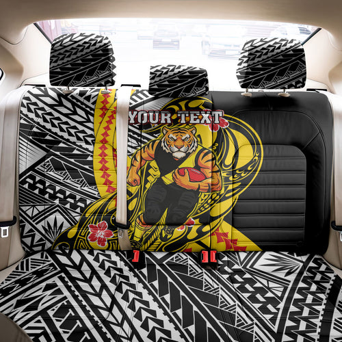 Personalized Richmond Tigers Back Car Seat Cover Polynesian Tribal Tiger Mascot With Hibiscus Floral Art