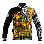 Personalized Richmond Tigers Baseball Jacket Polynesian Tribal Tiger Mascot With Hibiscus Floral Art