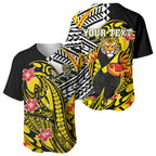 Personalized Richmond Tigers Baseball Jersey Polynesian Tribal Tiger Mascot With Hibiscus Floral Art