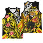 Personalized Richmond Tigers Basketball Jersey Polynesian Tribal Tiger Mascot With Hibiscus Floral Art