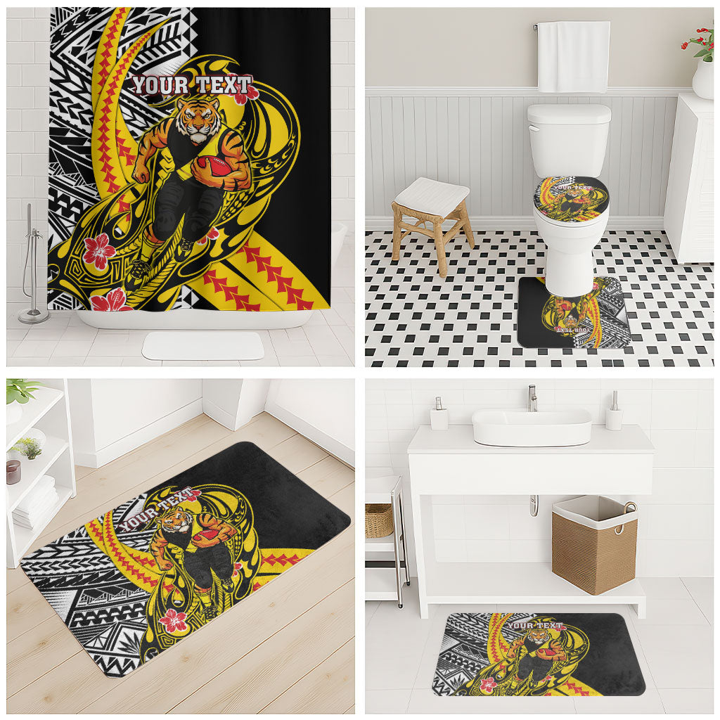 Personalized Richmond Tigers Bathroom Set Polynesian Tribal Tiger Mascot With Hibiscus Floral Art