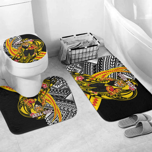 Personalized Richmond Tigers Bathroom Set Polynesian Tribal Tiger Mascot With Hibiscus Floral Art