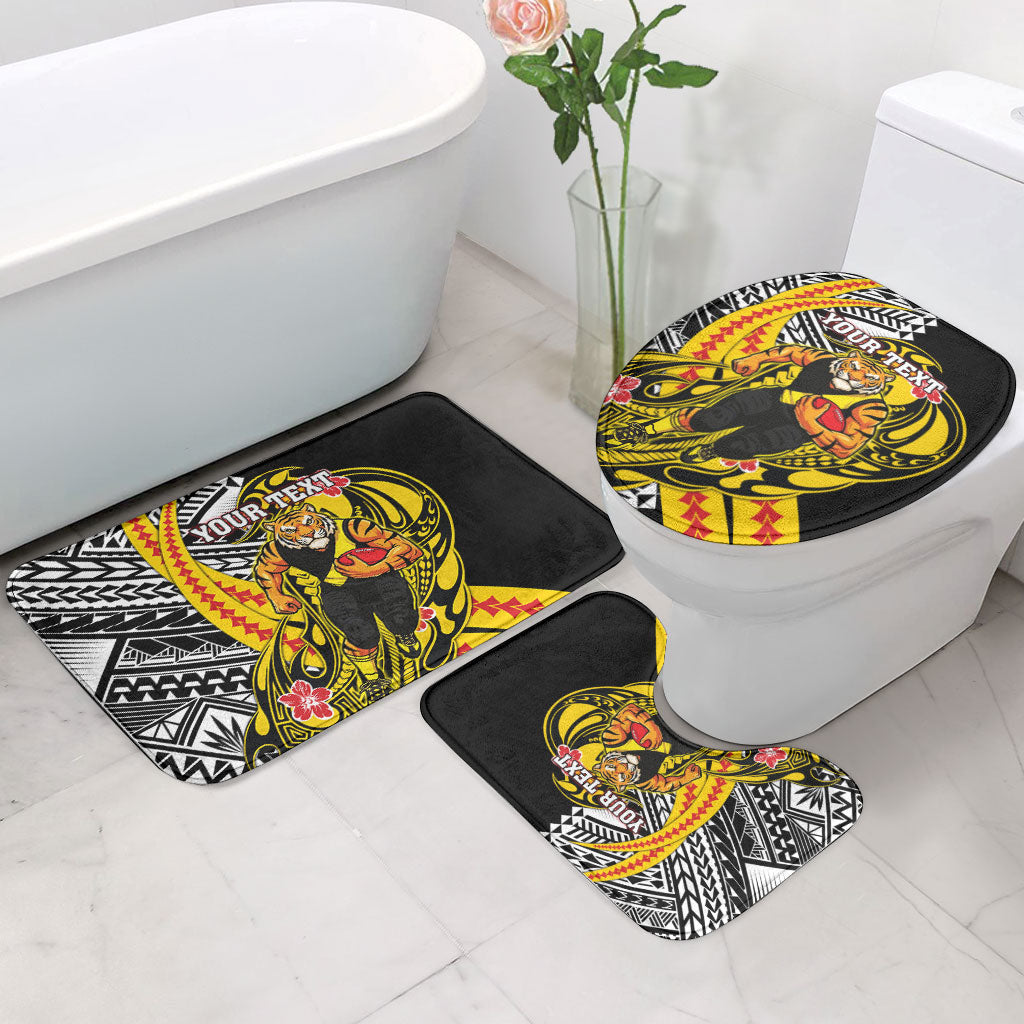 Personalized Richmond Tigers Bathroom Set Polynesian Tribal Tiger Mascot With Hibiscus Floral Art