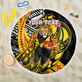 Personalized Richmond Tigers Beach Blanket Polynesian Tribal Tiger Mascot With Hibiscus Floral Art