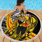 Personalized Richmond Tigers Beach Blanket Polynesian Tribal Tiger Mascot With Hibiscus Floral Art