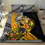 Personalized Richmond Tigers Bedding Set Polynesian Tribal Tiger Mascot With Hibiscus Floral Art