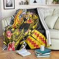 Personalized Richmond Tigers Blanket Polynesian Tribal Tiger Mascot With Hibiscus Floral Art
