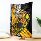 Personalized Richmond Tigers Blanket Polynesian Tribal Tiger Mascot With Hibiscus Floral Art