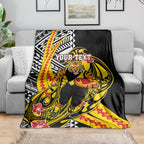 Personalized Richmond Tigers Blanket Polynesian Tribal Tiger Mascot With Hibiscus Floral Art