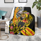 Personalized Richmond Tigers Blanket Polynesian Tribal Tiger Mascot With Hibiscus Floral Art