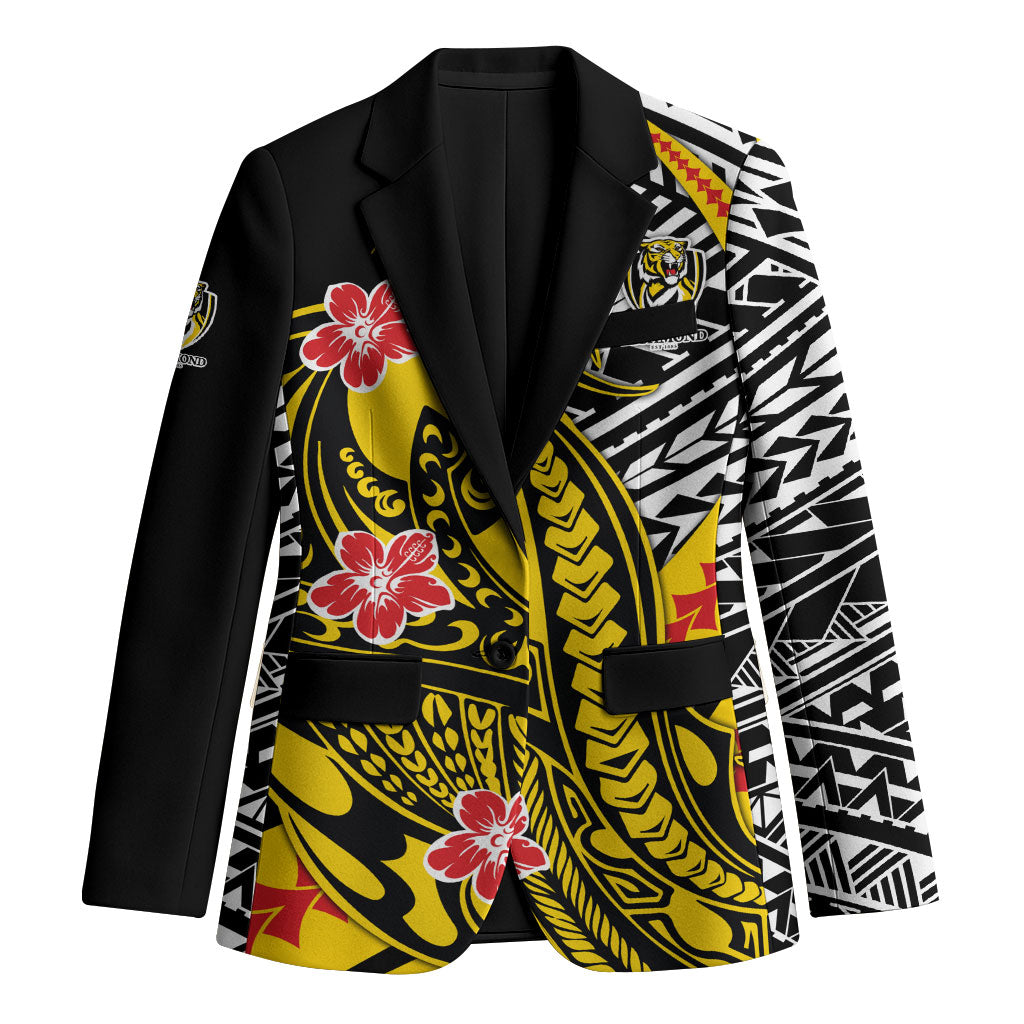 Personalized Richmond Tigers Blazer Polynesian Tribal Tiger Mascot With Hibiscus Floral Art