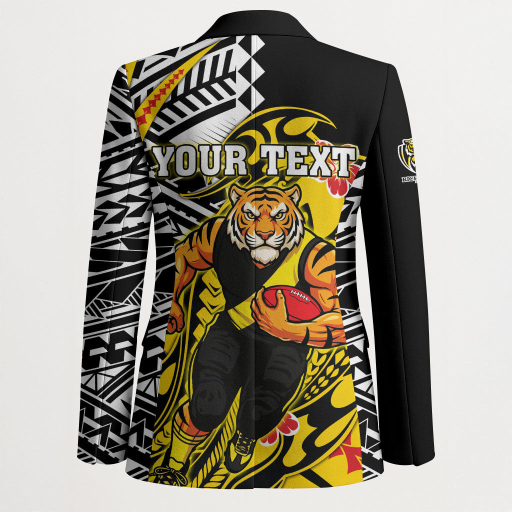 Personalized Richmond Tigers Blazer Polynesian Tribal Tiger Mascot With Hibiscus Floral Art