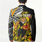 Personalized Richmond Tigers Blazer Polynesian Tribal Tiger Mascot With Hibiscus Floral Art